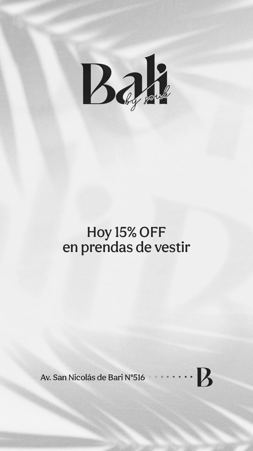 Flyer de 15% de descuento de Bali by Soul.