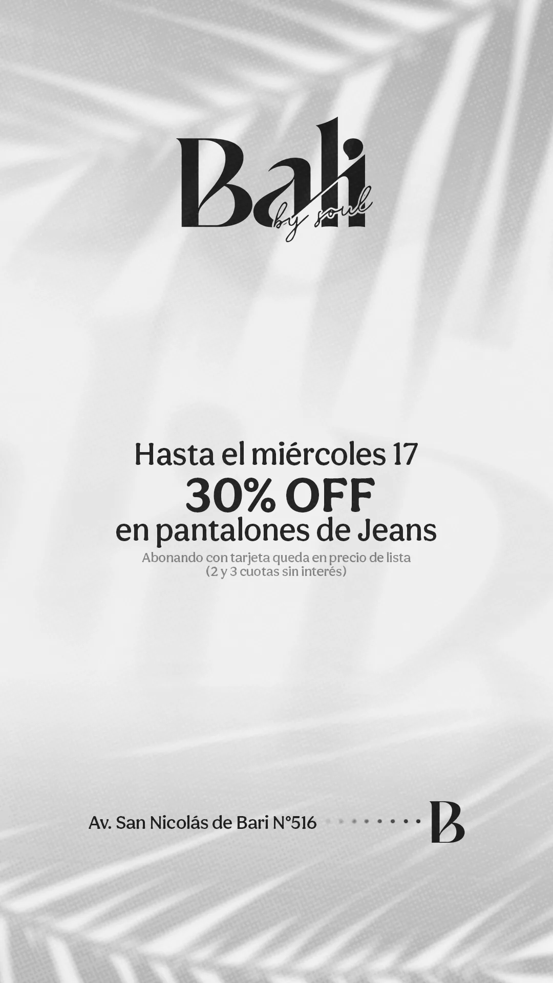 Flyer de 30% de descuento en jeans de Bali by Soul.