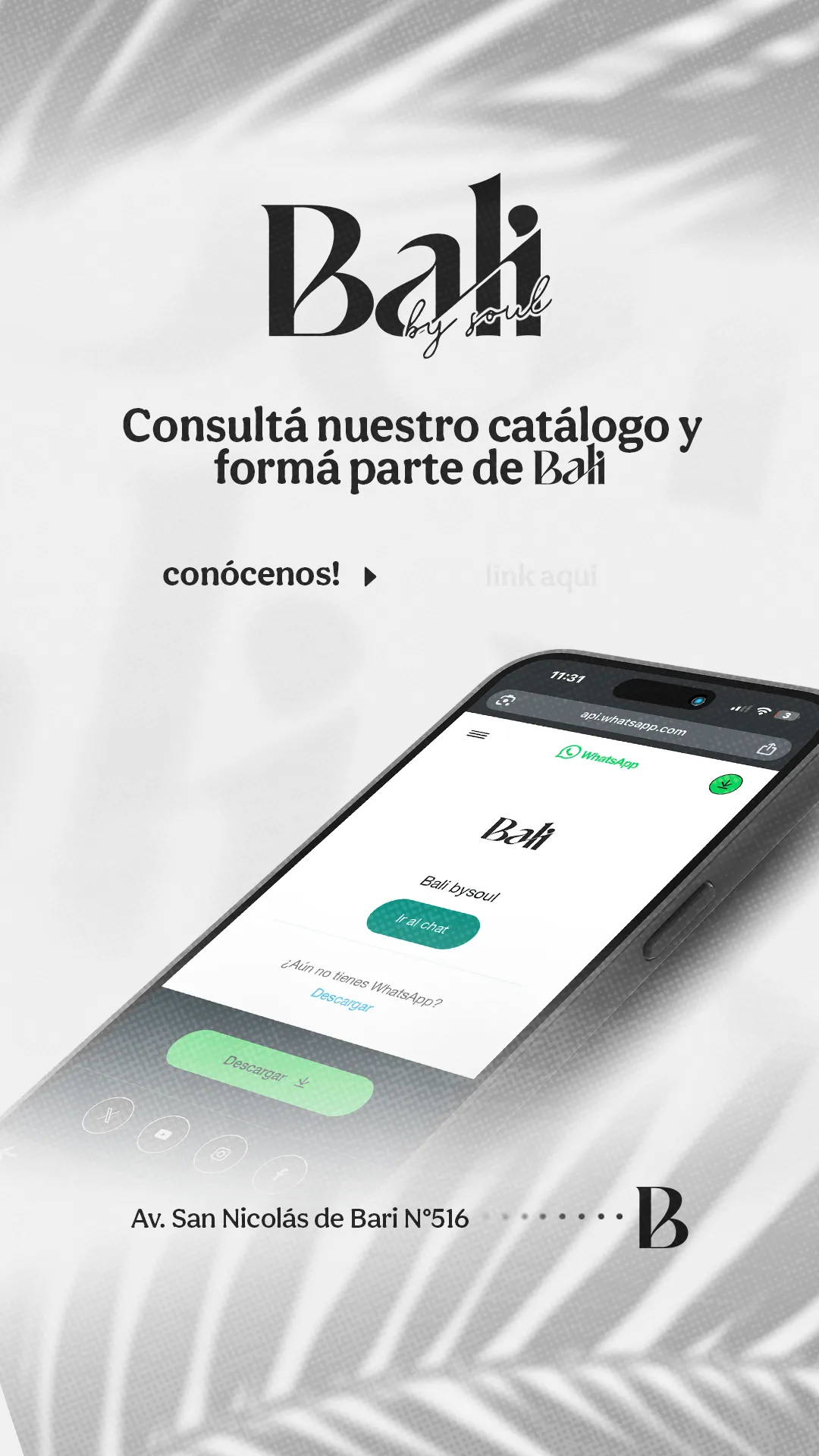 Flyer 'Consultá nuestro catálogo' de Bali by Soul.