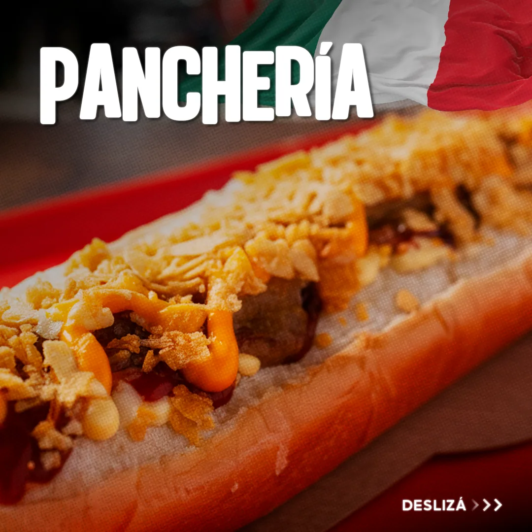 Slide de panchería con un pancho XL.