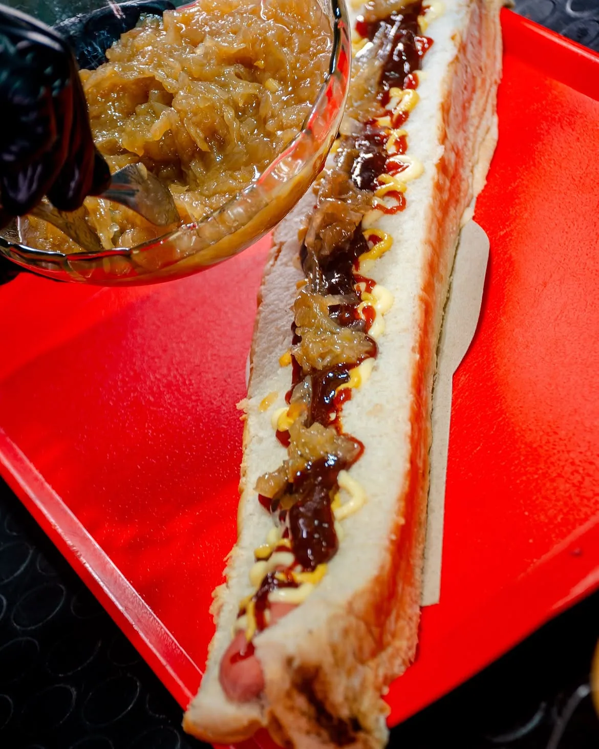Pancho XL con toppings.